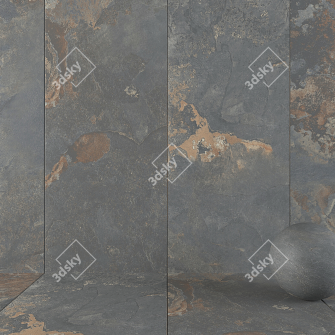 Rustic Stone Wall Tiles: Kayah Collection 3D model image 1