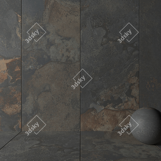 Kayah Rust Stone Wall Tiles - Set of 3 3D model image 2