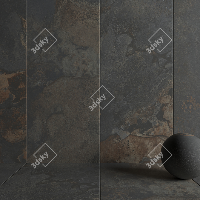 Kayah Rust Stone Wall Tiles - Set of 3 3D model image 3