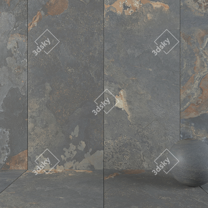 Elegant Kayah Rust Stone Tiles 3D model image 1