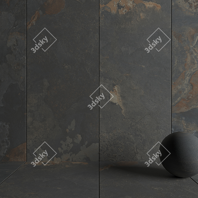 Elegant Kayah Rust Stone Tiles 3D model image 3