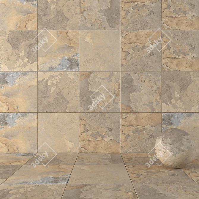 Autumn Stone Wall Tiles: Kayah Collection 3D model image 2