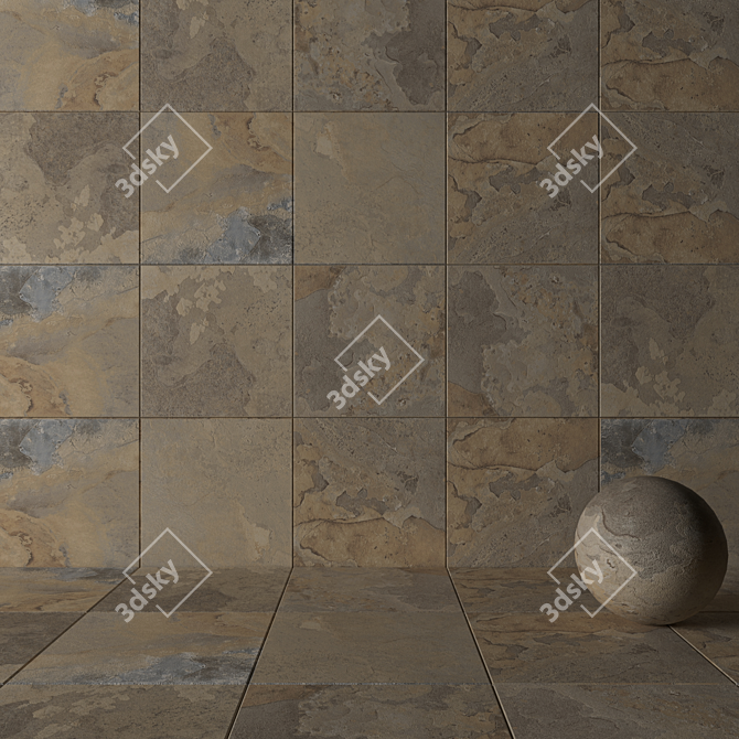 Autumn Stone Wall Tiles: Kayah Collection 3D model image 4