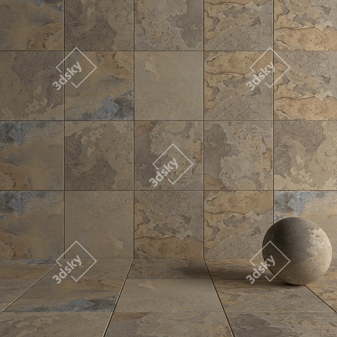 Autumn Stone Wall Tiles: Kayah Collection 3D model image 5