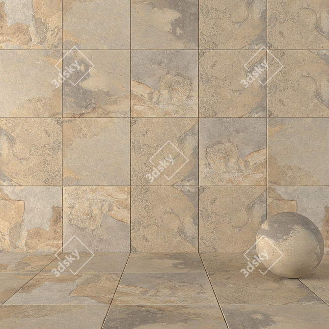 Kayah Autumn Stone Wall Tiles 3D model image 1