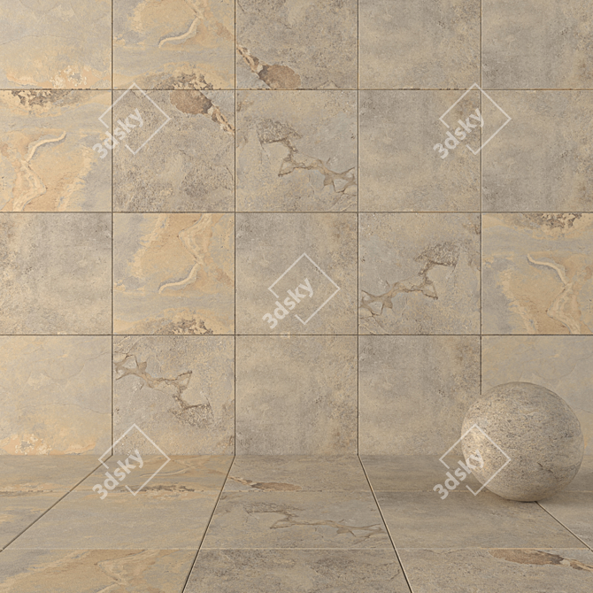 Autumn Stone Wall Tiles: Kayah Collection 3D model image 1