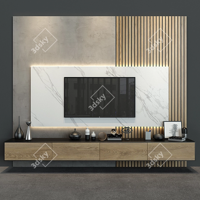 Modern Wooden Cabinet for Stylish Storage 3D model image 1