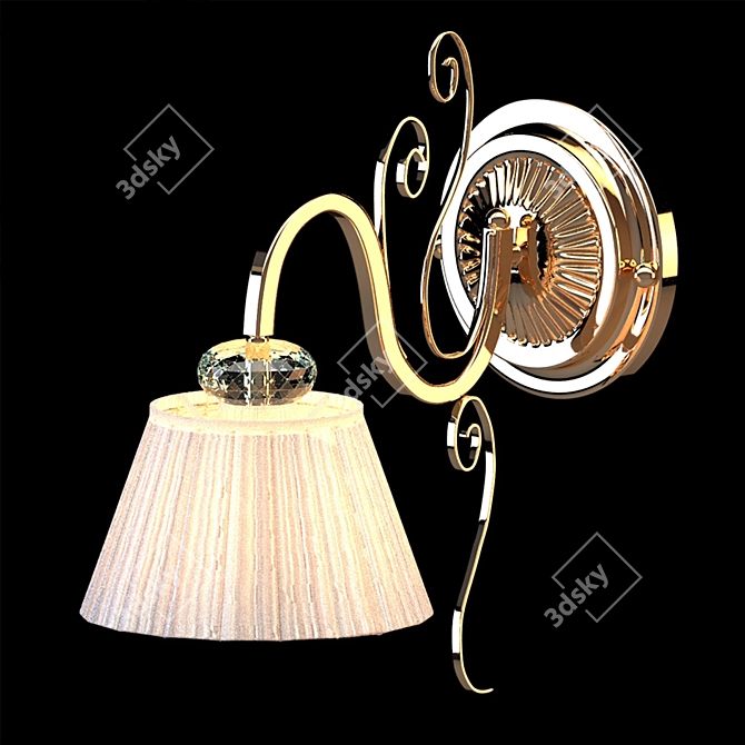 Vintage Gold Crystal Wall Lamp 3D model image 1