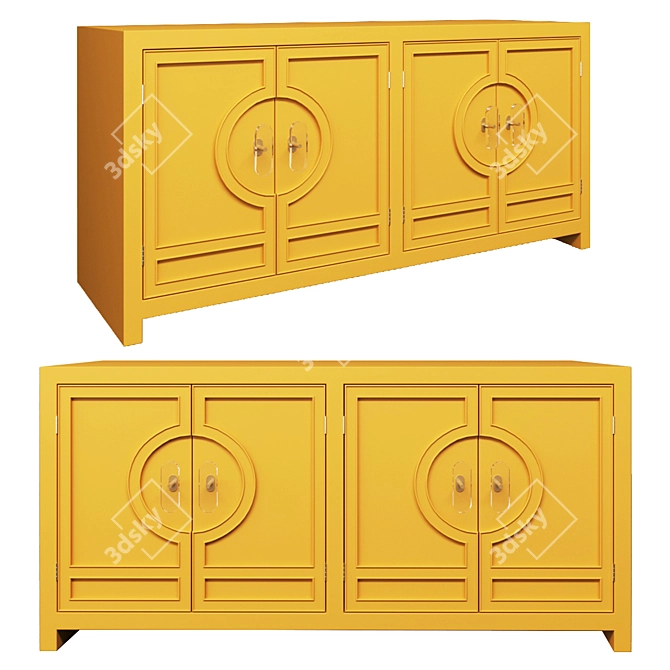 Elegant Cannes 4-Door Credenza 3D model image 1