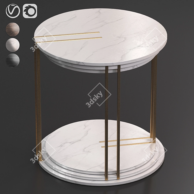 Italian Ston and Gold Coffee Tables 3D model image 2