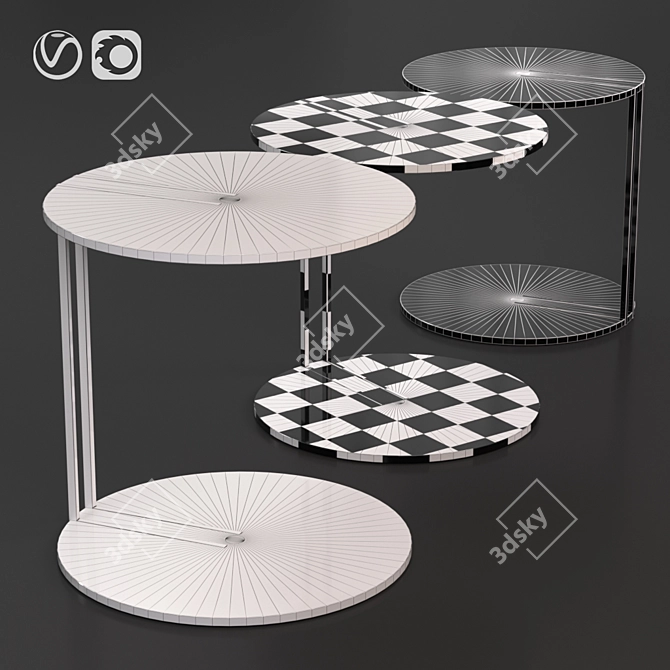 Italian Ston and Gold Coffee Tables 3D model image 4