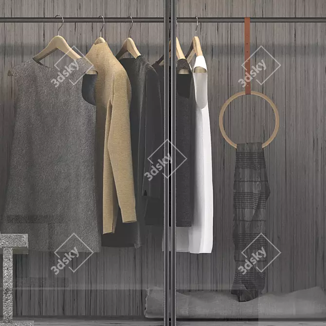 Sleek Polygons Wardrobe 3D model image 3