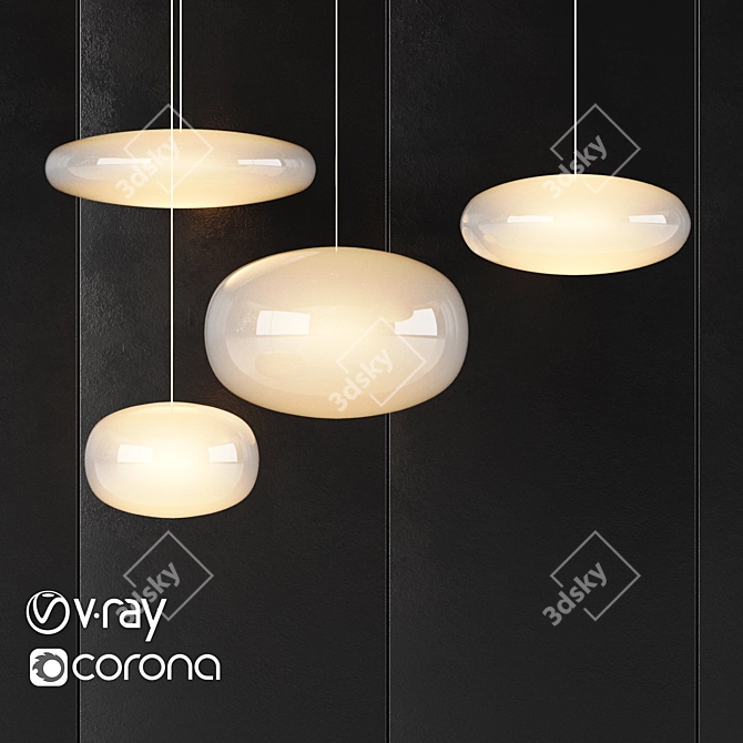 Spherical Pendant Light Set 3D model image 1