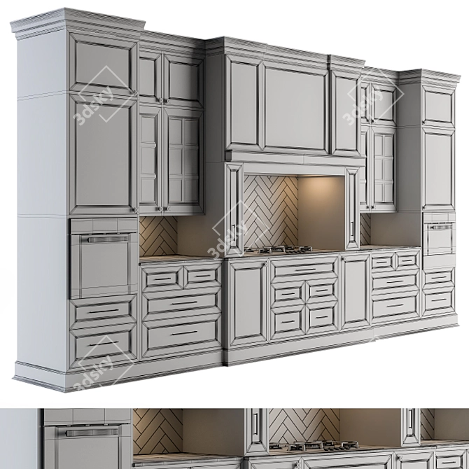Elegant White Kitchen Set 3D model image 3