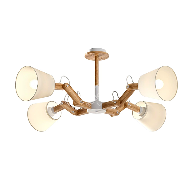 Sleek Mechanic Pendant Lamp - 4 Fabric Shades 3D model image 2