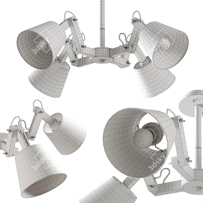 Sleek Mechanic Pendant Lamp - 4 Fabric Shades 3D model image 5