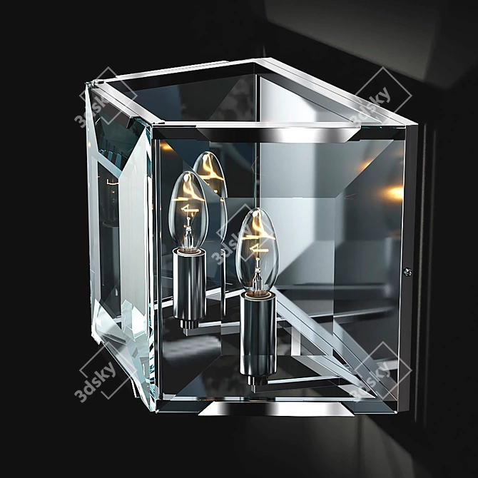 Modern Glass Chrome Pendant 3D model image 4