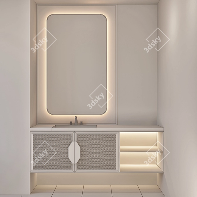 Modern Bathroom Cabinet Set 3D model image 4