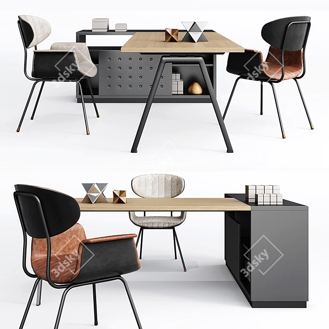 Sleek Office Furniture Set 3D model image 1