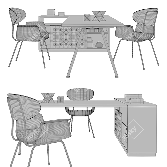 Sleek Office Furniture Set 3D model image 2