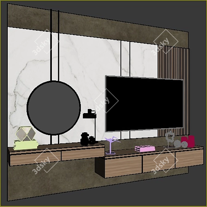 Sleek TV Stand: Modern Design, Spacious - 60 3D model image 2