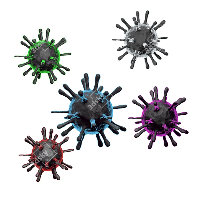 3D Virus Cell Model - 4 Colors 3D model image 1