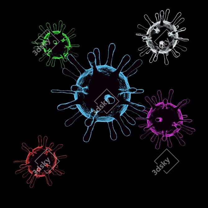 3D Virus Cell Model - 4 Colors 3D model image 5