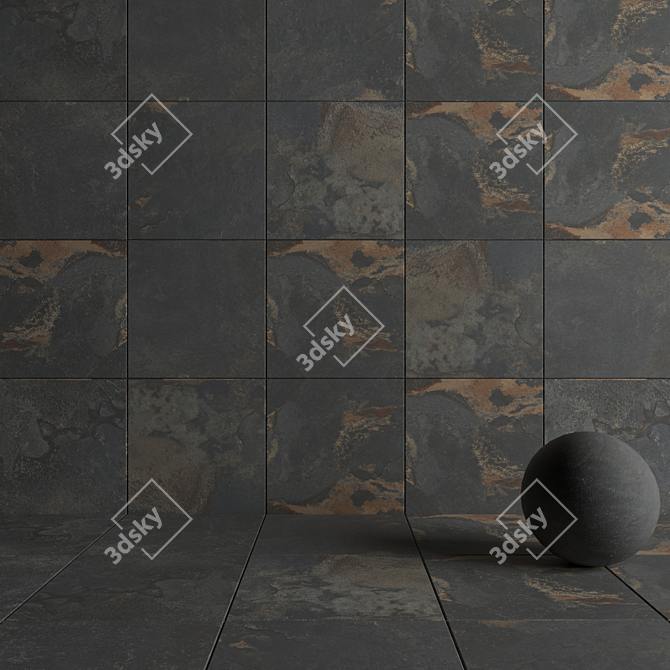 Rustic Stone Wall Tiles 3D model image 4