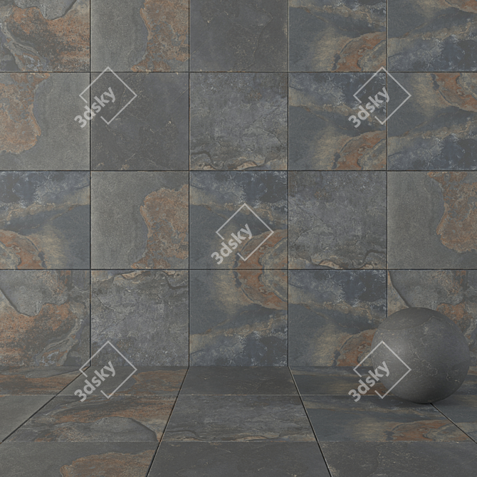 Rustic Stone Wall Tiles - Kayah Collection 3D model image 1