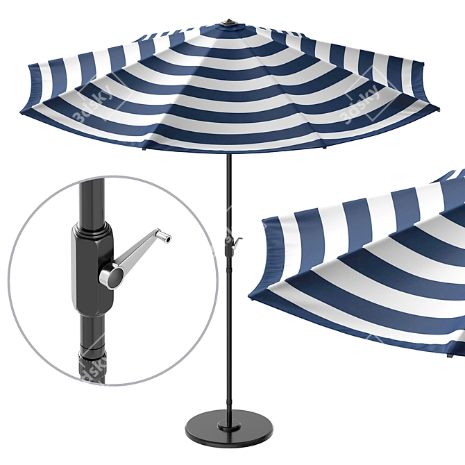 Black Frame Outdoor Patio Umbrella 3D model image 1