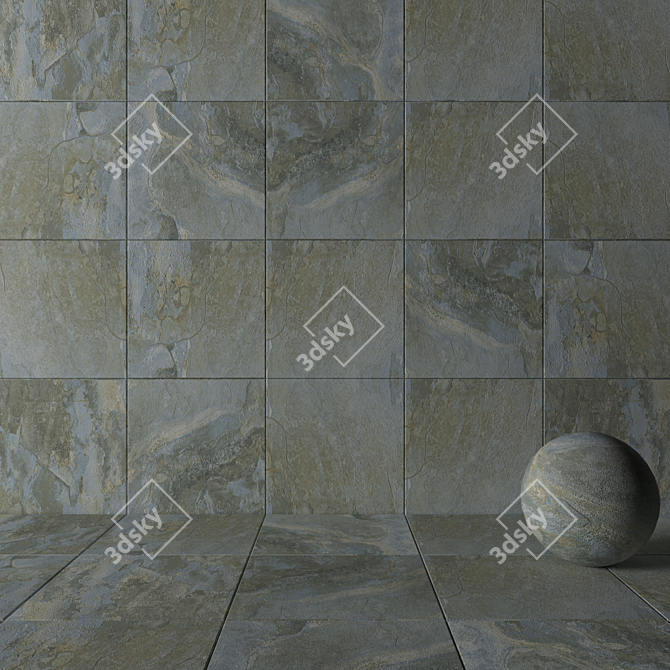 Key Stone Blue Stone Wall Tiles 3D model image 3