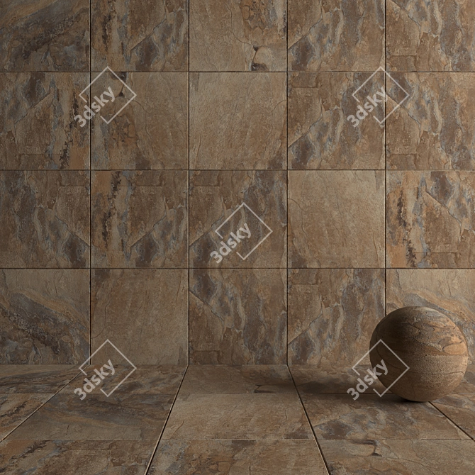 Brown Key Stone Wall Tiles 3D model image 4