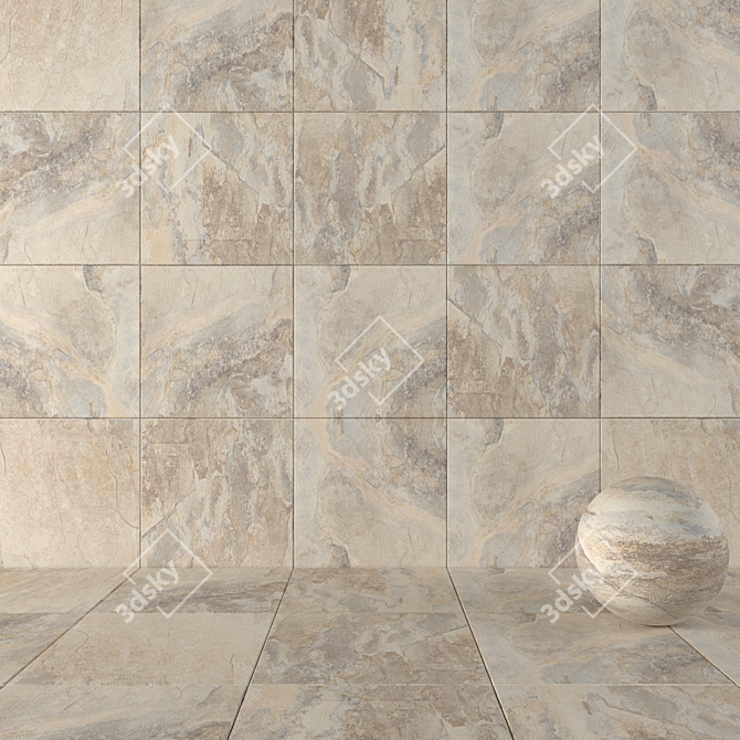 Key Stone Cream Stone Wall Tiles: Multi-Texture, High-Definition, Corona & Vray Render Ready 3D model image 1