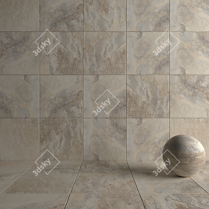 Key Stone Cream Stone Wall Tiles: Multi-Texture, High-Definition, Corona & Vray Render Ready 3D model image 4