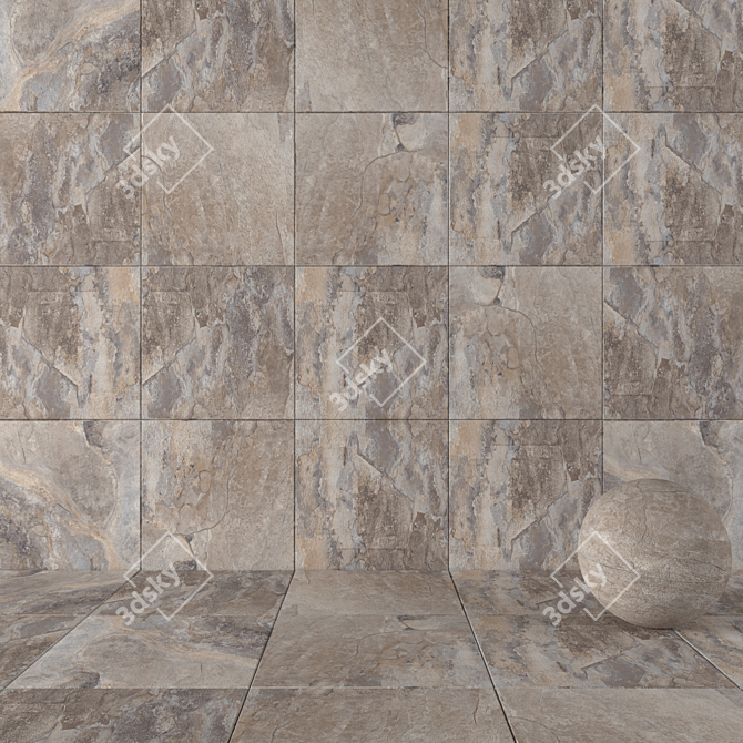 Stunning Key Stone Gray Wall Tiles 3D model image 1