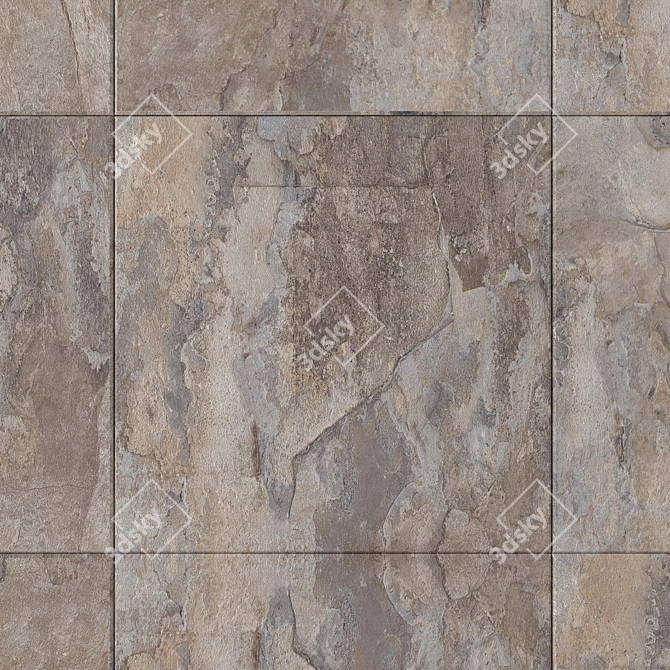 Stunning Key Stone Gray Wall Tiles 3D model image 2