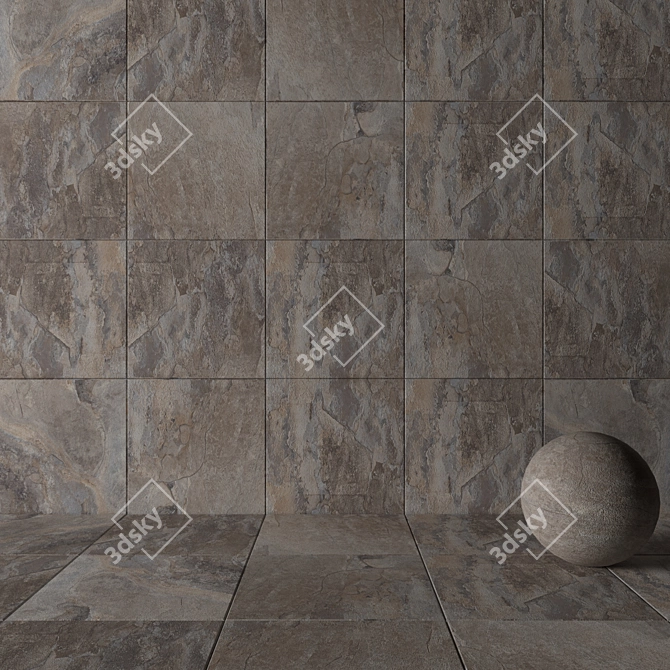 Stunning Key Stone Gray Wall Tiles 3D model image 3