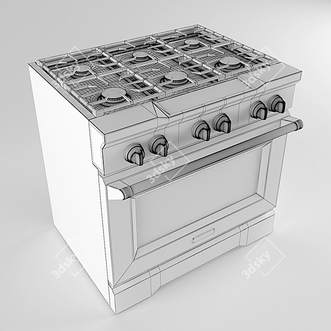 KitchenAid 36 Inch Stainless Steel Range 3D model image 5