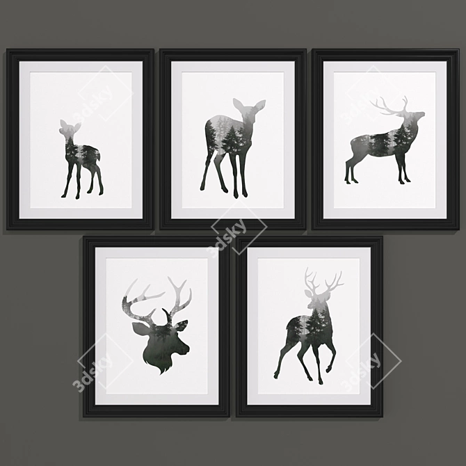 Modern Forest Stag Art Set 3D model image 3