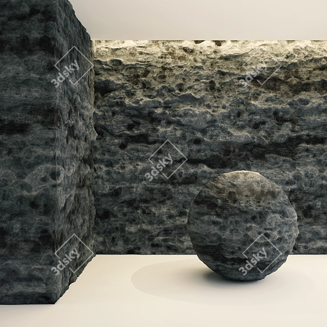 Black Rock VRAY PBR Material 3D model image 2