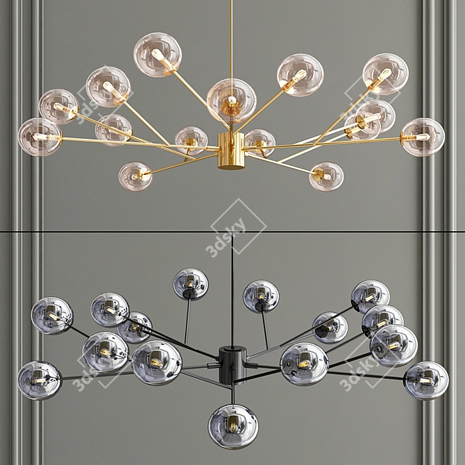 Lucci Décor Orion Pendant: Modern Lighting with 15 Glass Globes 3D model image 2