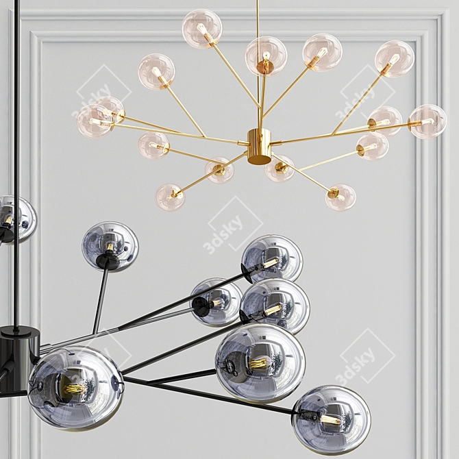 Lucci Décor Orion Pendant: Modern Lighting with 15 Glass Globes 3D model image 4