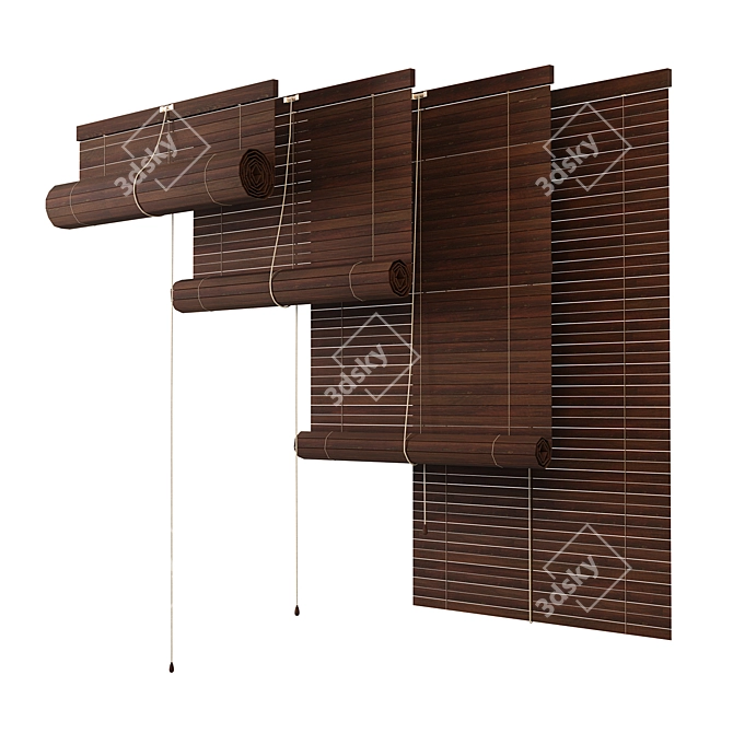 Title: Elegant Wood Blinds Collection 3D model image 4