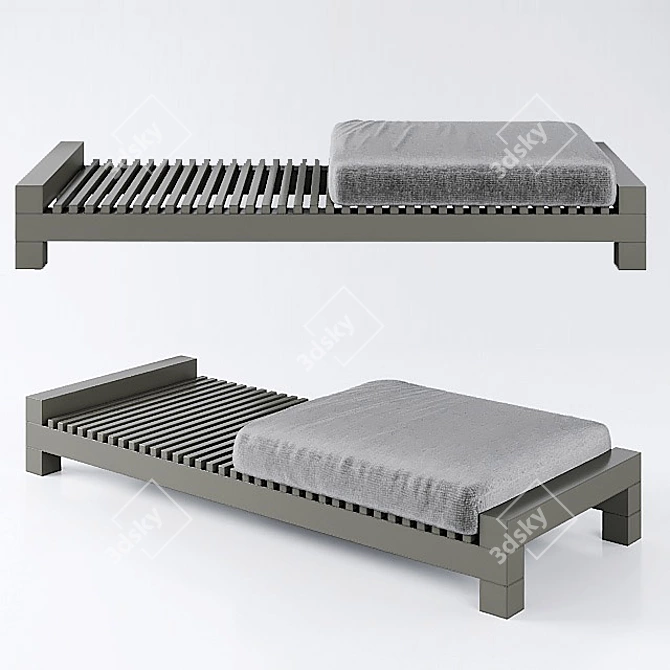 Sleek Metal Bench 3D model image 1
