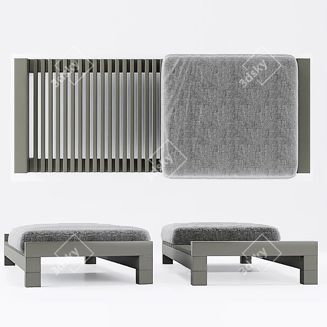 Sleek Metal Bench 3D model image 2