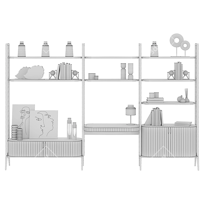 EDEN-ROCK Bookcase: Chic and Functional 3D model image 5
