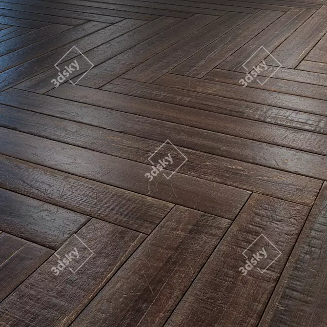 Vintage Herringbone Parquet - Textured Elegance 3D model image 1