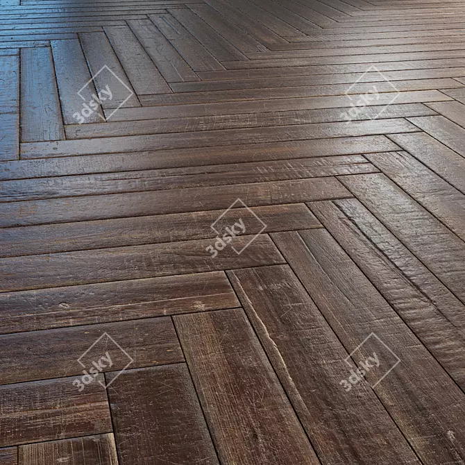 Vintage Herringbone Parquet - Textured Elegance 3D model image 3