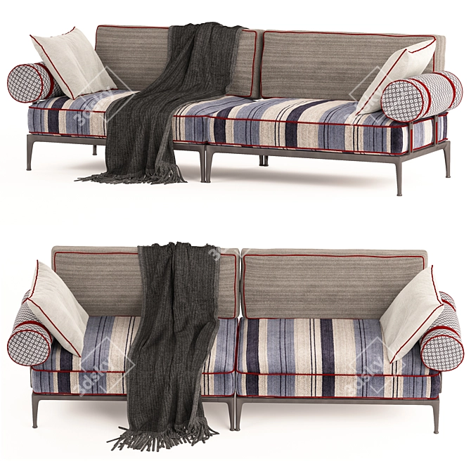 Modern Ribes Sofa | Stylish & Comfortable 3D model image 1