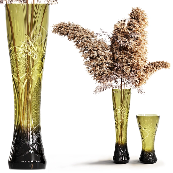 Title: Elegant Pampas Vase for Stunning Floral Displays 3D model image 1